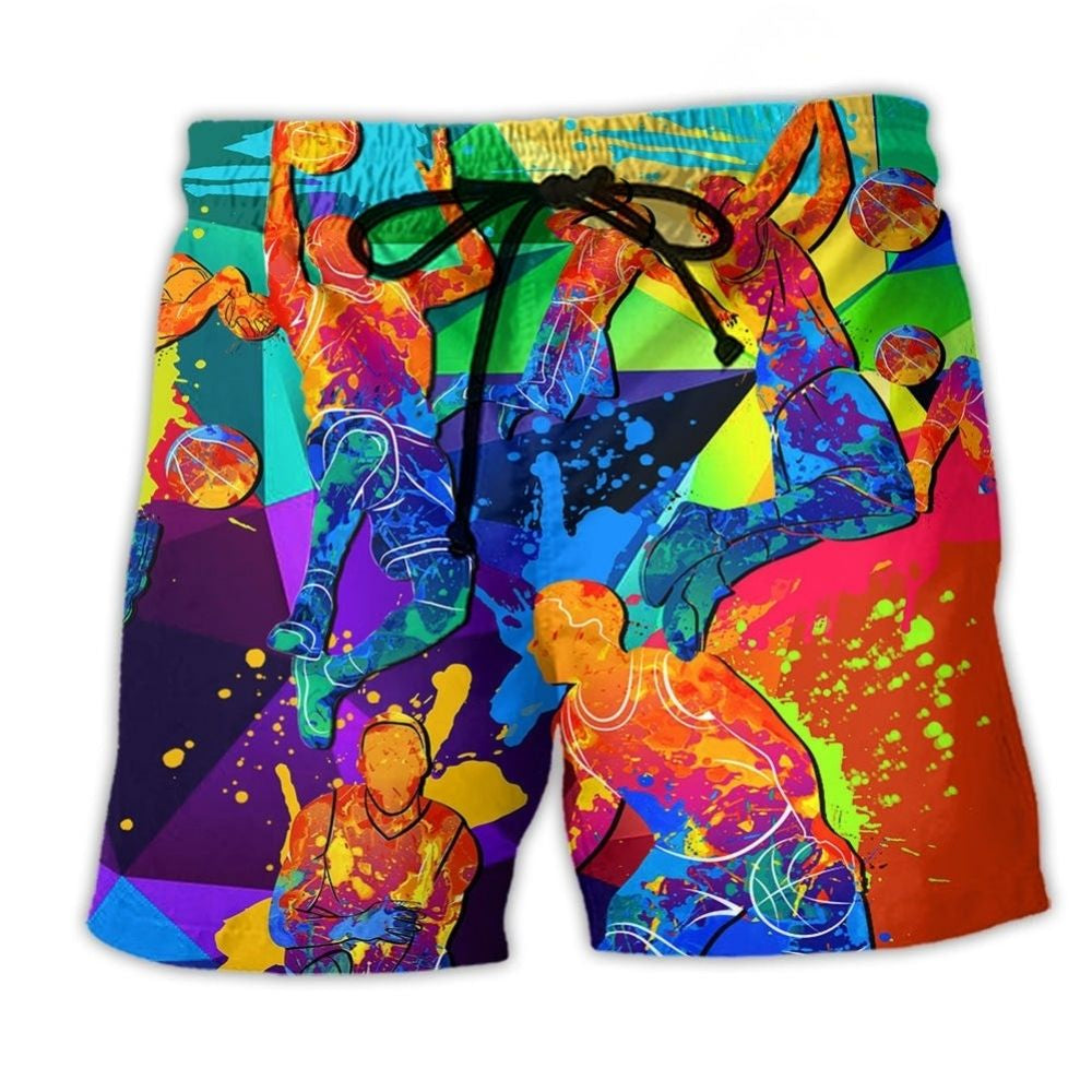 Basketball Love Colorful Energy Beach Shorts For Tropical Getaways And Weekend Adventures