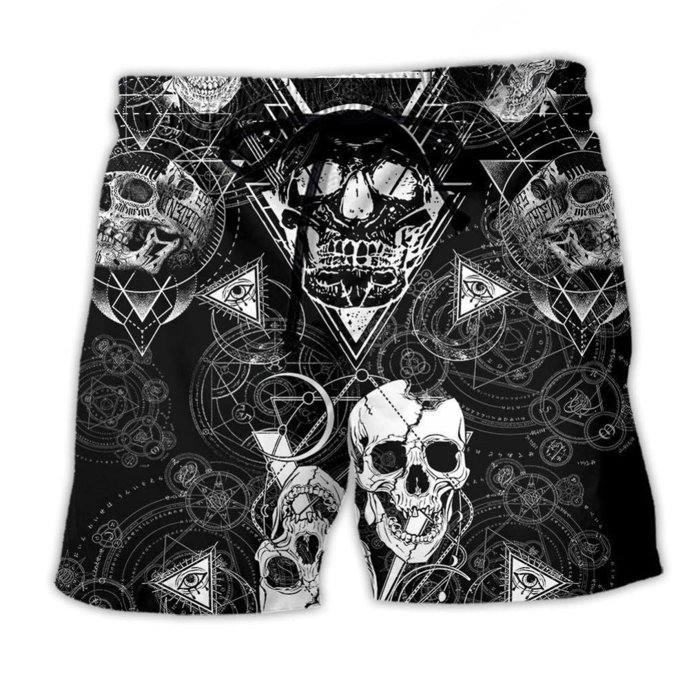 Skull Dark Minimal Beach Shorts For Casual Day Trips And Easy Warm Weather Wear