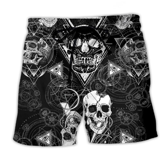 Skull Dark Minimal Beach Shorts For Casual Day Trips And Easy Warm Weather Wear