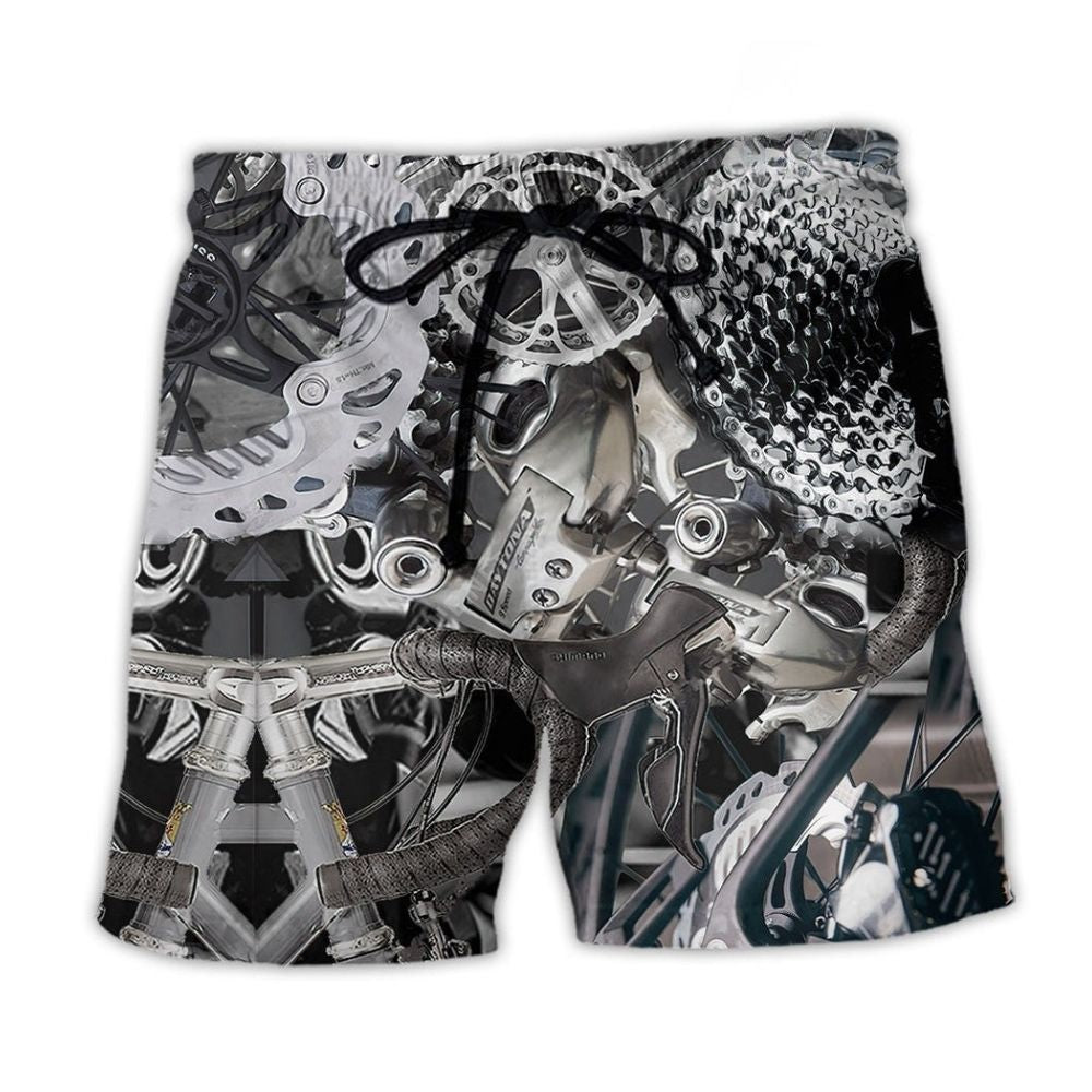 Bicycle Pedal It Out Beach Shorts Artwork Detail For Casual Warm Weather Outfits
