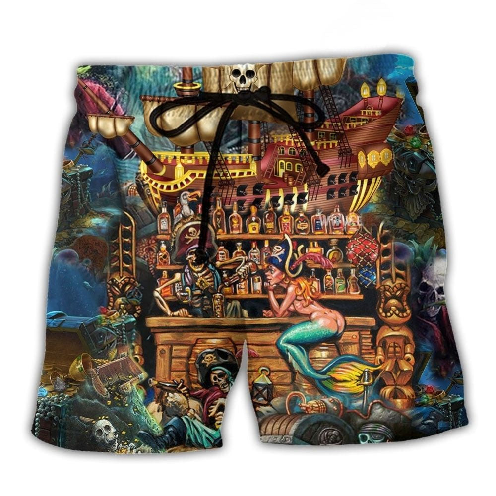 Pirate Skull Treasure Night Sea Beach Shorts For Weekend Escapes And Relaxed Casual Style