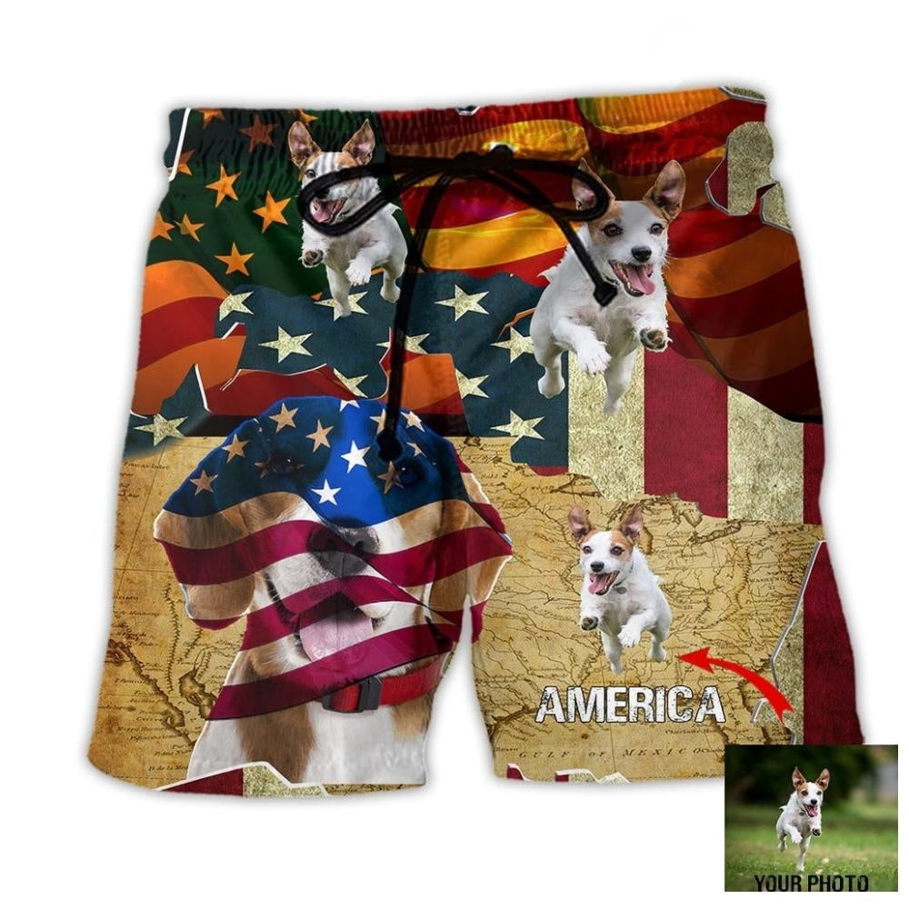 Beagle America Sunset Beach Shorts Design Detail For American Pride And Outdoor Gatherings