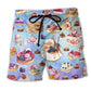 Purple Dessert Cute Food Beach Shorts Artwork View For Seaside Trips And Casual Style
