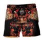 Firefighter Red Black Beach Shorts Pattern View For Weekend Trips And Outdoor Activities