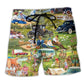 Camping Picnic Time Happy Outdoor Beach Shorts Graphic Detail For Resort Trips And Casual Outings