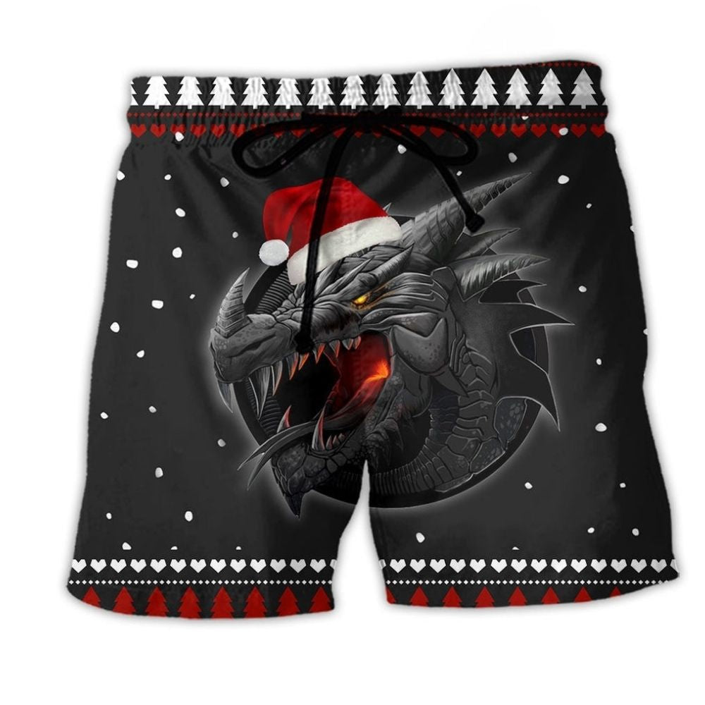 Dragon Christmas Night Beach Shorts For Tropical Holidays And Comfortable Daily Wear