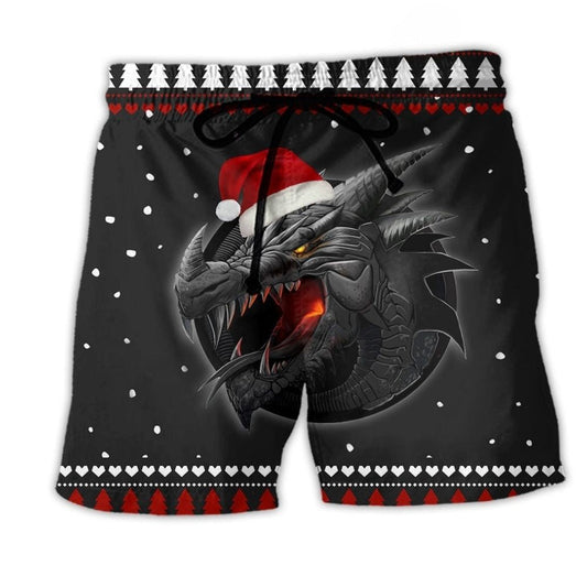 Dragon Christmas Night Beach Shorts For Tropical Holidays And Comfortable Daily Wear