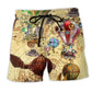 Air Balloon Steampunk Fly Playful Beach Shorts Artwork Detail For Casual Warm Weather Outfits