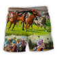 Horse Racing Don't Look Back Beach Shorts For Beach Trips And Relaxed Vacation Styling