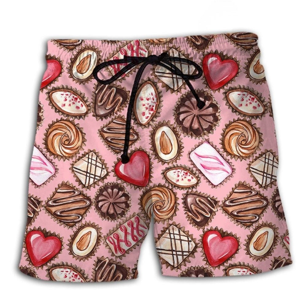 Powered By Chocolate Food Lover Beach Shorts Artwork View For Seaside Trips And Casual Style