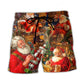 Funny Santa Holiday Gift Beach Shorts Pattern Detail For Sunny Outdoor Activities