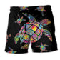 Turtle Hippie Ocean Lover Beach Shorts Artwork Detail For Casual Warm Weather Outfits
