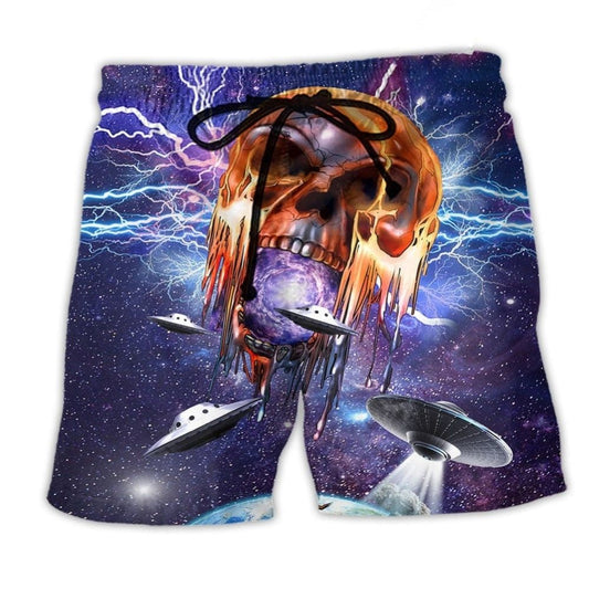 Galaxy Skull Blue Cosmic Beach Shorts For Outdoor Adventures And Thoughtful Gift Giving