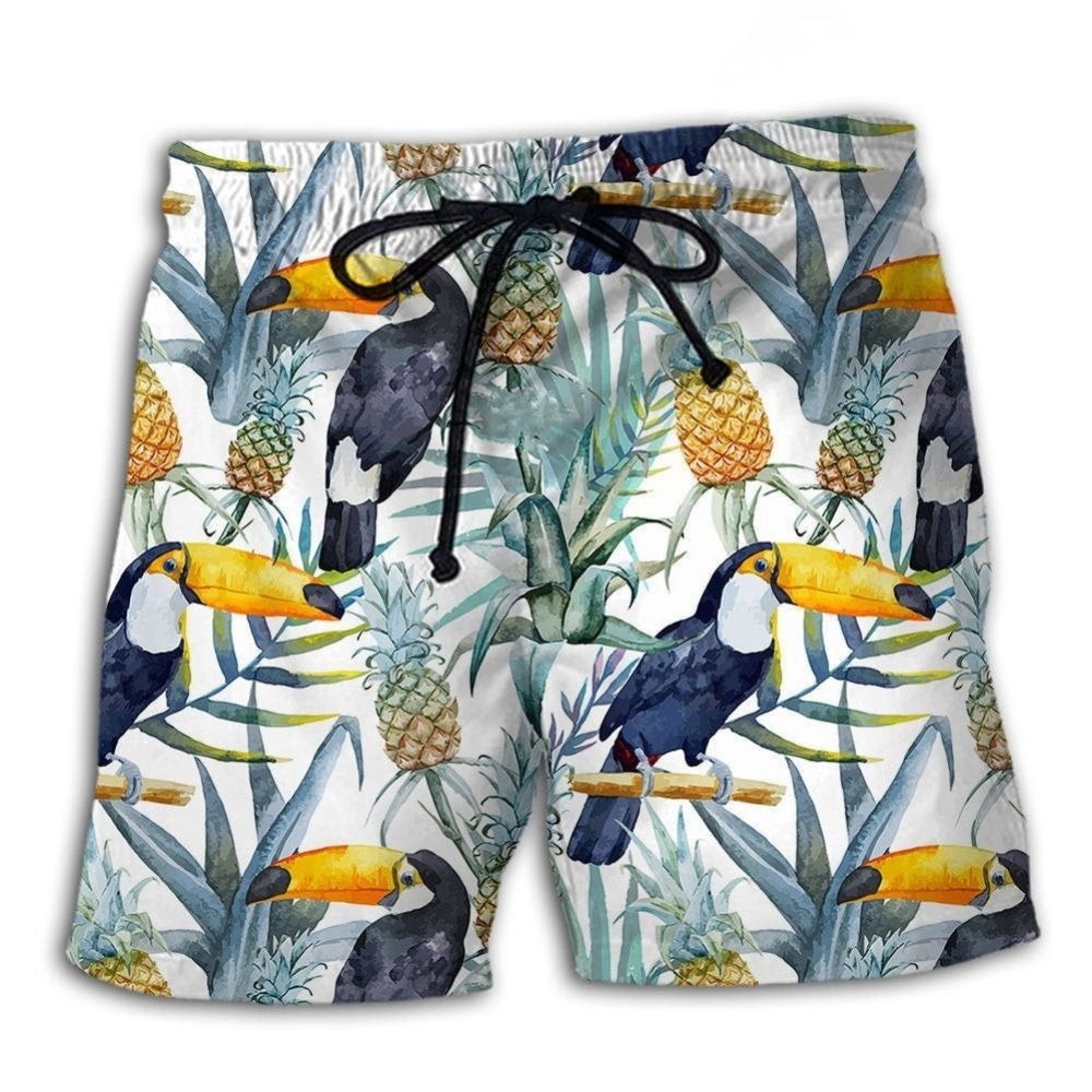 Pineapple Tropical Bird Beach Shorts For Coastal Adventures And Relaxed Holiday Style