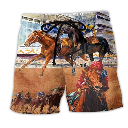 Horse Racing Speed Beach Shorts For Oceanfront Weekends And Comfortable Daily Wear