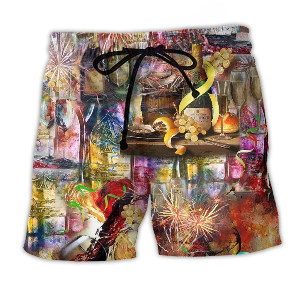 Sparkling Wine Glass Beach Shorts For Coastal Road Trips And Comfortable Resort Style