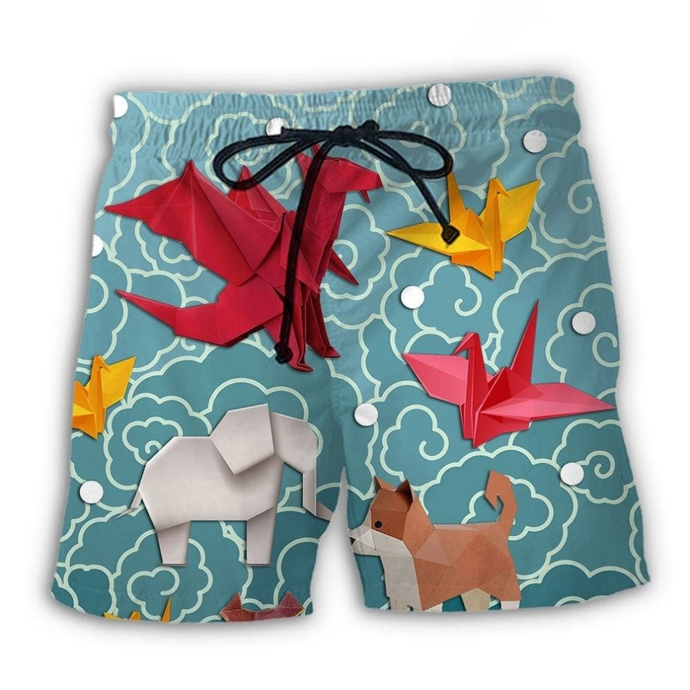 Origami Minimal Cute Beach Shorts For Coastal Road Trips And Laid Back Daily Wear