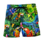 Parrot Couple Tropical Beach Shorts Design Detail For Resort And Beach Day Style