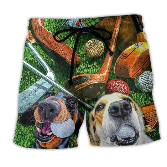 Golf Style Funny Dog Colorful Beach Shorts Print Detail For Beach Activities And Vacation Wear