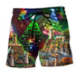 Lighthouse Merry Christmas Beach Shorts For Holiday Cruises And Flexible Everyday Wear