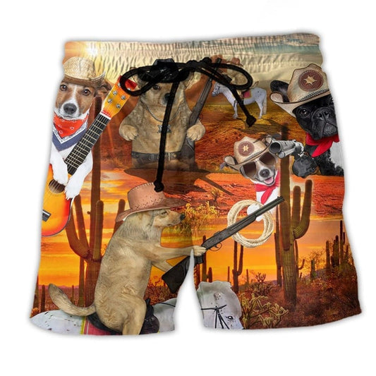 Cowboy Dog Beach Shorts For Holiday Cruises And Leisure And Relaxation