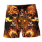 Flaming Skull Fire Beach Shorts For Resort Days And Casual Outdoor Comfort