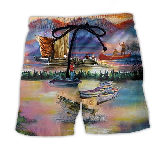 Fishing Sunset Beach Shorts For Summer Festivals And Comfortable Daily Wear