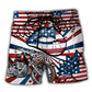 Patriotic Motorcycle Beach Shorts For Summer Vacations And Memorable Gift Ideas