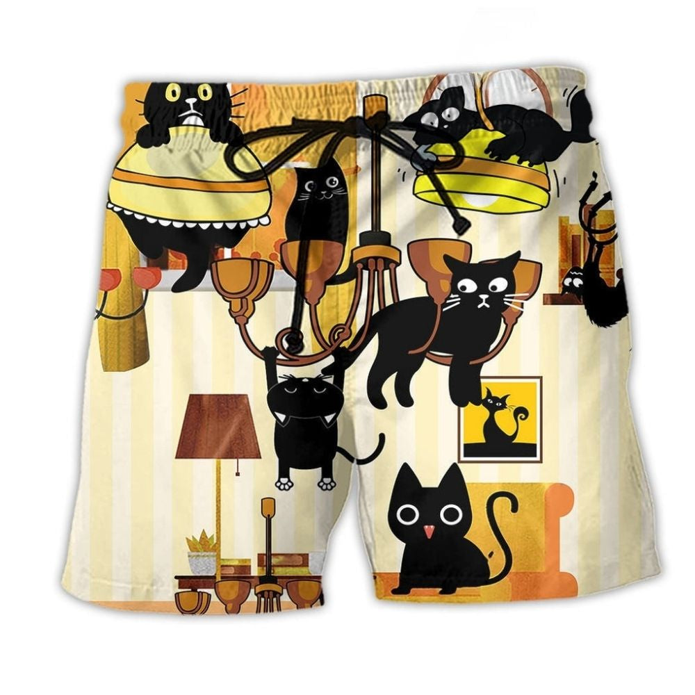 Cat Dinner Cute Beach Shorts For Resort Days And Travel Ready Comfort