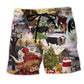 Christmas Cow Animal Classic Beach Shorts Design Detail For Seasonal Resort Style