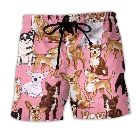 Chihuahua Dog Pink Minimal Beach Shorts For Coastal Adventures And Relaxed Summer Wear
