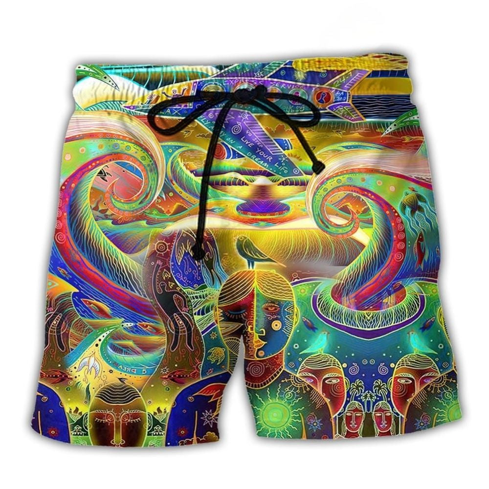 Bohemian Peace Color Beach Shorts For Seaside Travel And Flexible Everyday Wear