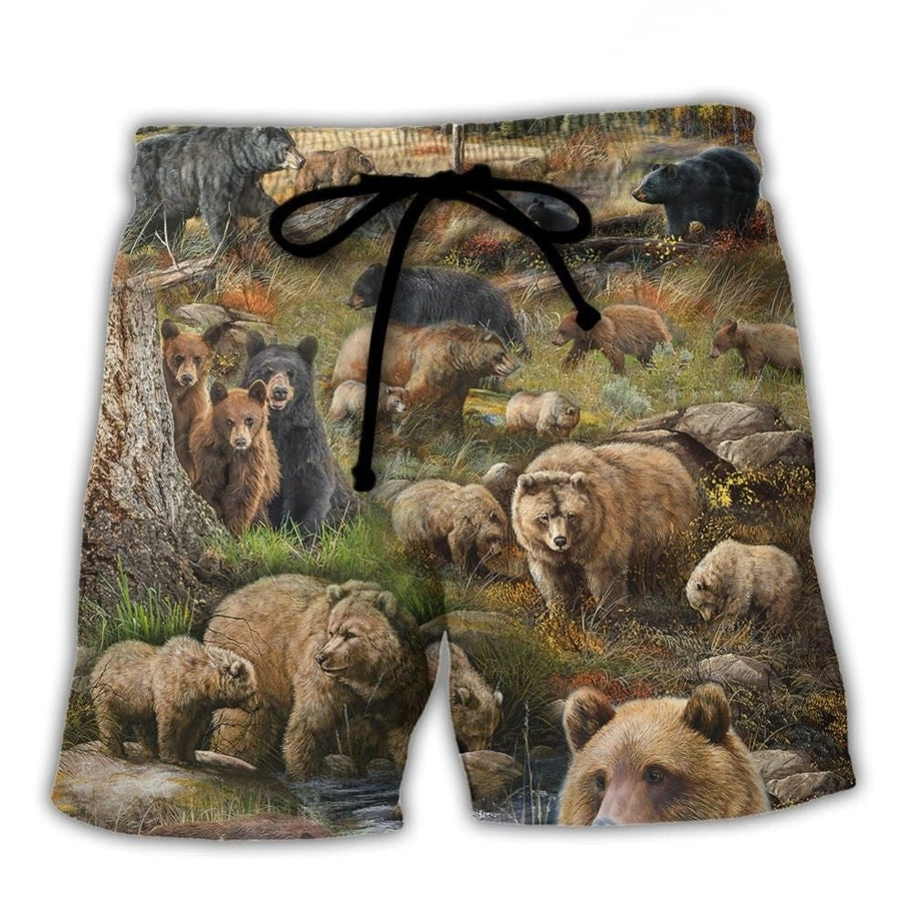 Be Brave Little Bear Inspirational Beach Shorts Design View For Comfortable Resort And Beach Styling