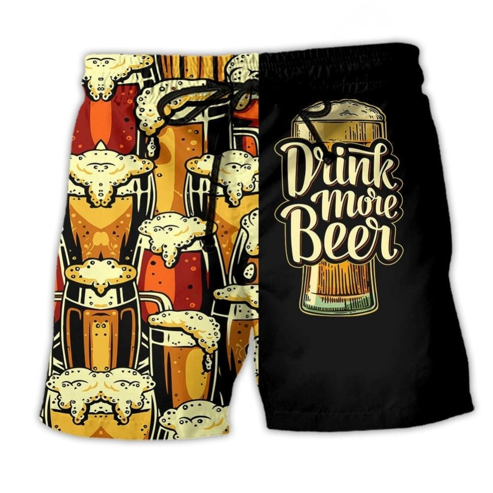 Beer Colorful Favorite Fun Beach Shorts Artwork Detail For Casual Warm Weather Outfits