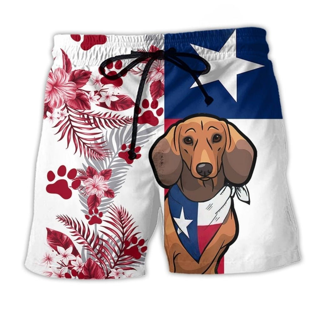 Texas Peace Dachshund Dog Beach Shorts For Island Escapes And Casual Outdoor Comfort