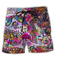 Whimsical Psychedelic Octopus Beach Shorts Design View For Comfortable Resort And Beach Styling