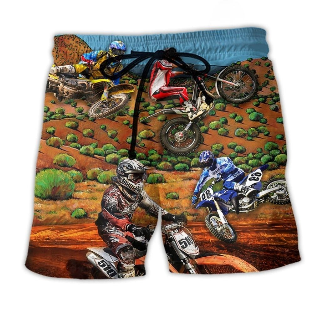 Dirt Bike Adventure Rider Life Beach Shorts Design Detail For Weekend Getaways And Beach Days