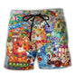 All You Need Is Love And A Cat Beach Shorts Pattern View For Vacation Travel And Outdoor Fun