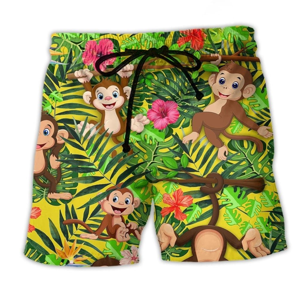 Monkey Is My Spirit Animal Beach Shorts For Sunny Holidays And Comfortable Daily Styling