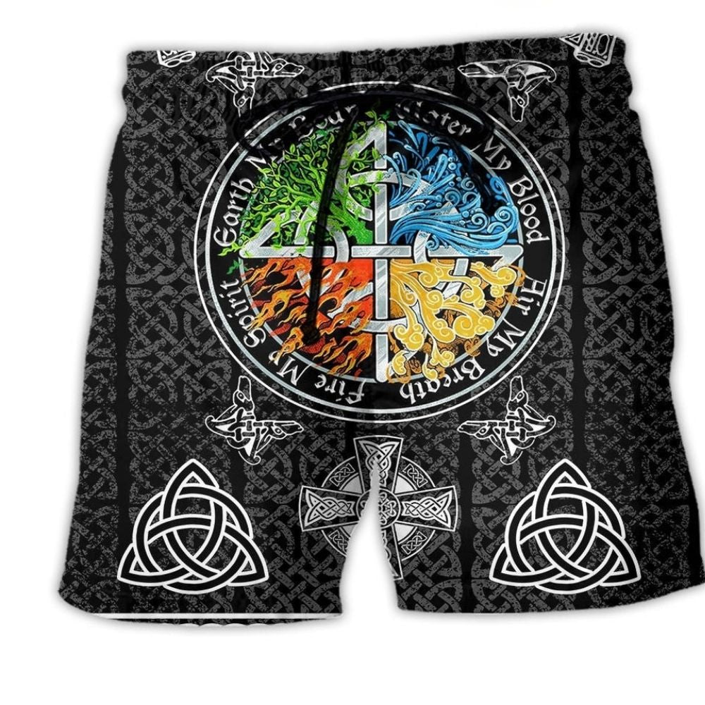 Viking Sign My Heritage Beach Shorts Design Detail For Festival Travel And Beach Days