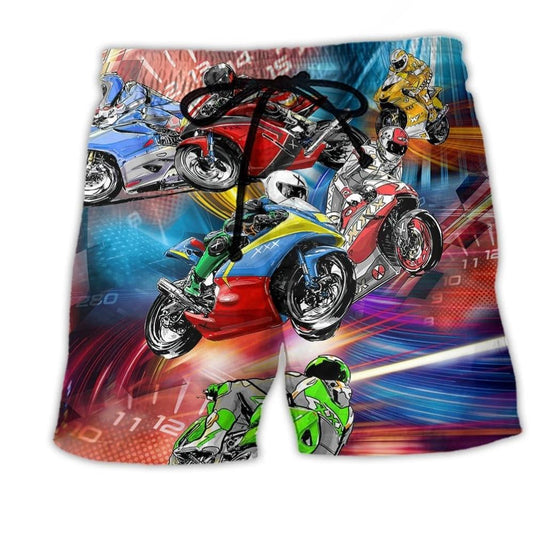 Motorcycle Racing Dark Beach Shorts Design Detail For Resort And Beach Day Style
