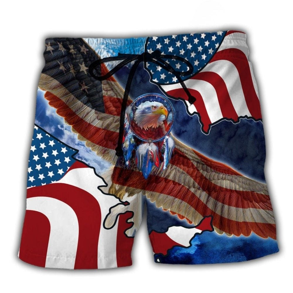 Patriotic Eagle American Spirit Beach Shorts Design View For Comfortable Resort And Beach Styling