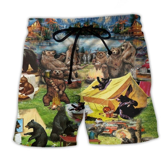 Camping Bear Beach Shorts For Relaxed Shoreline Days And Distinctive Seasonal Style