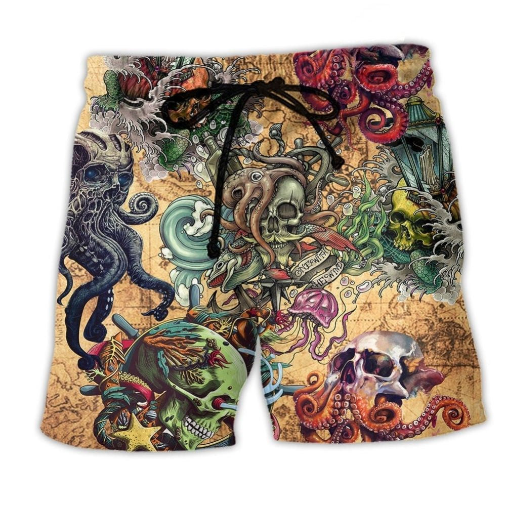 Skull Into The Sea Ocean Beach Shorts For Poolside Relaxation And Summer Adventures