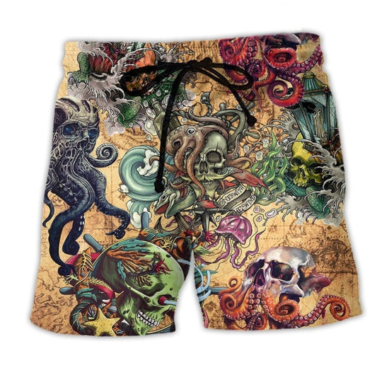 Skull Into The Sea Ocean Beach Shorts For Poolside Relaxation And Summer Adventures