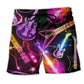 Neon Guitar Christmas Beach Shorts For Relaxed Shoreline Days And Flexible Everyday Wear