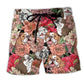 Bulldog With Lovely Floral Beach Shorts For Warm Weather Travel And Everyday Comfort