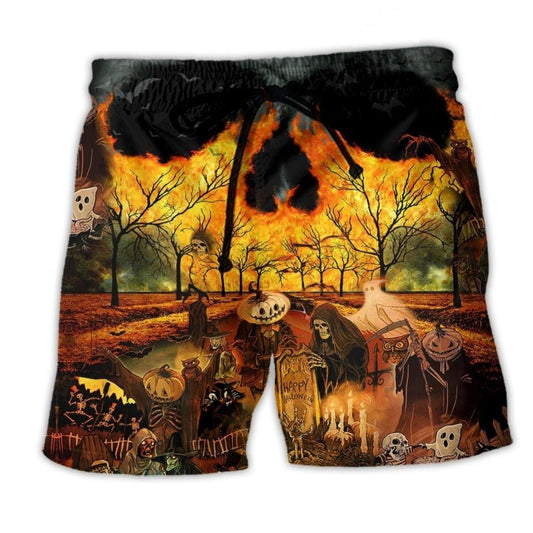Halloween Party Colorful Beach Shorts Design Detail For Resort And Beach Day Style