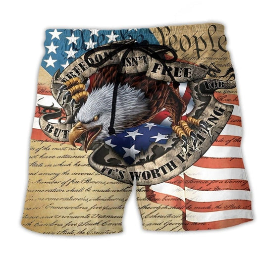 America Freedom Worth Fighting Beach Shorts For Patriotic Summer Style And Coastal Trips