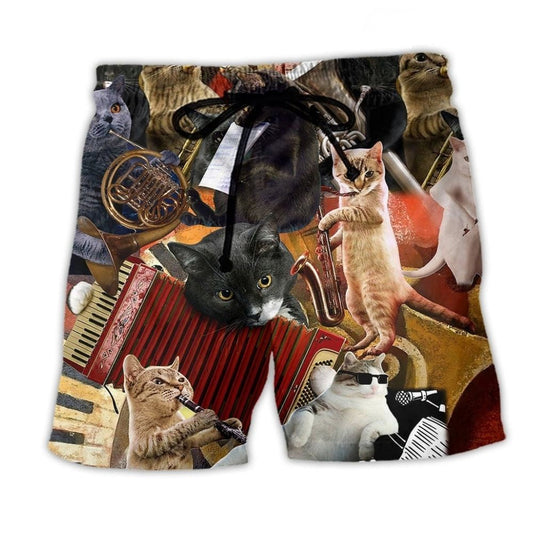 Cat Music Beach Shorts For Summer Festivals And Thoughtful Gift Giving